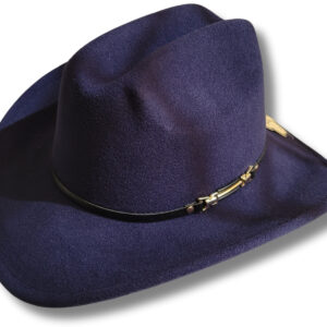 Sombrero Vaquero de Cuero Gamusado Azul Oscuro