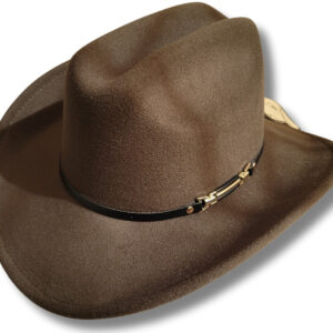 Sombrero Vaquero de Cuero Gamusado Café Oscuro