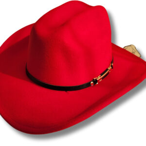 Sombrero Vaquero de Cuero Gamusado Rojo